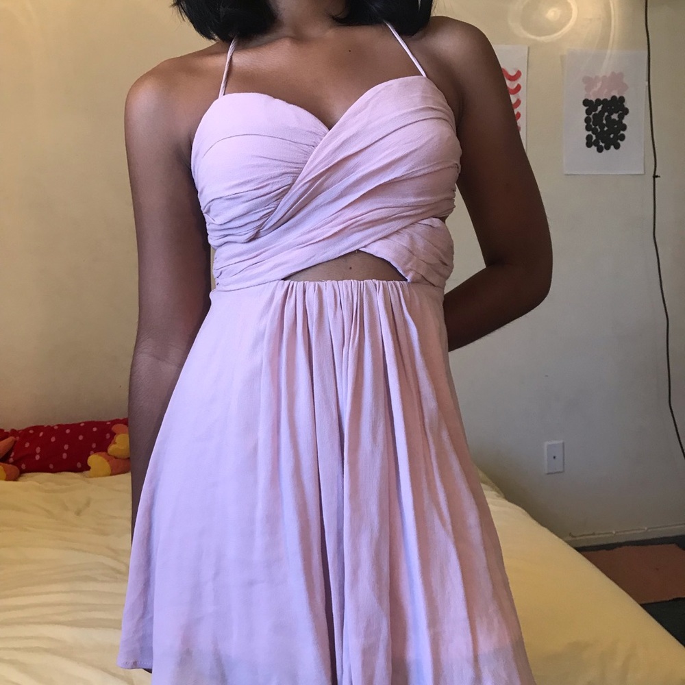 Baby pink halter dress